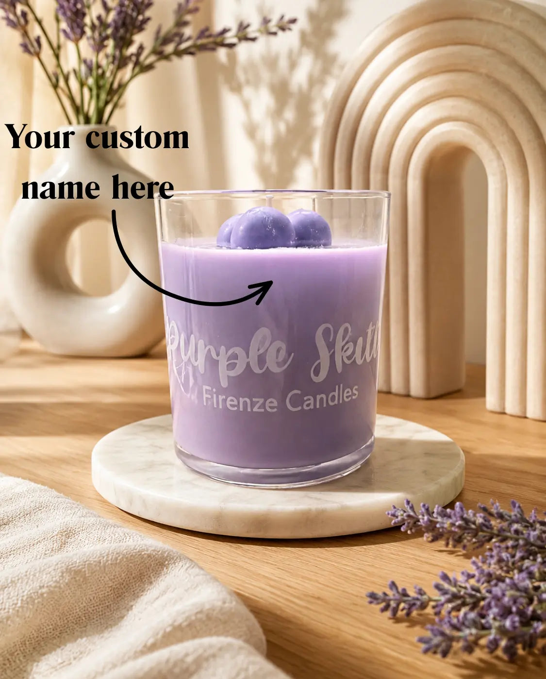 Personalised Purple Skittle Candle Firenze Candles