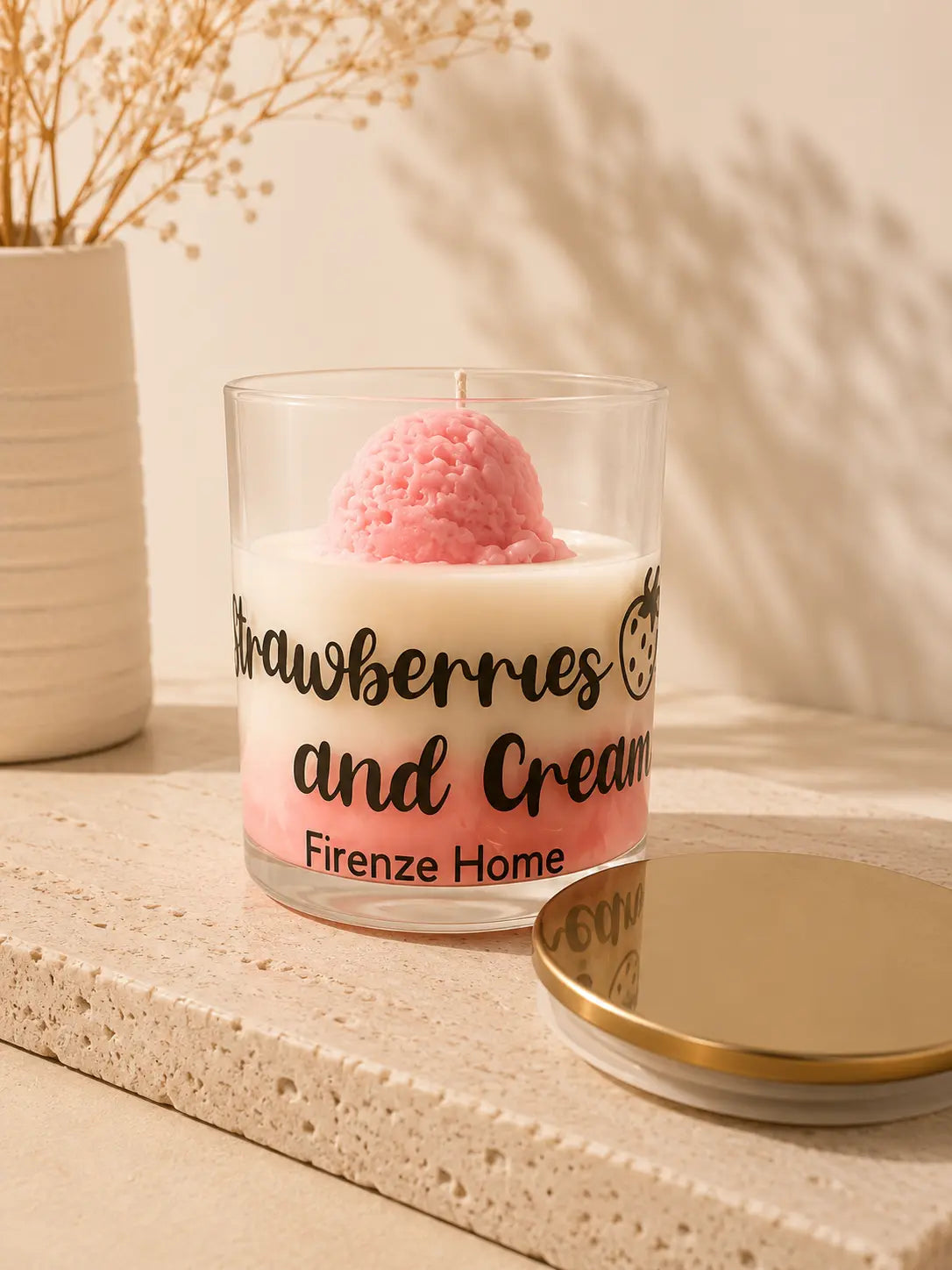 Personalised Strawberry & Cream Chupa Chup Candle Firenze Candles