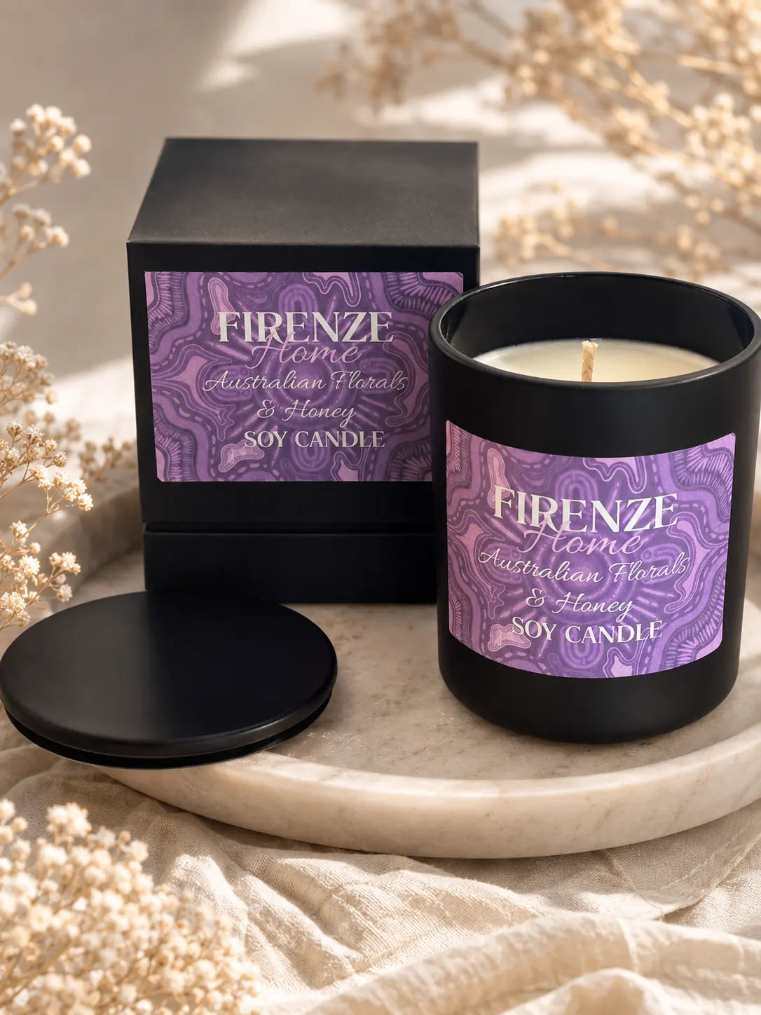 Large Soy Candle - Native Florals & Honey Firenze Candles