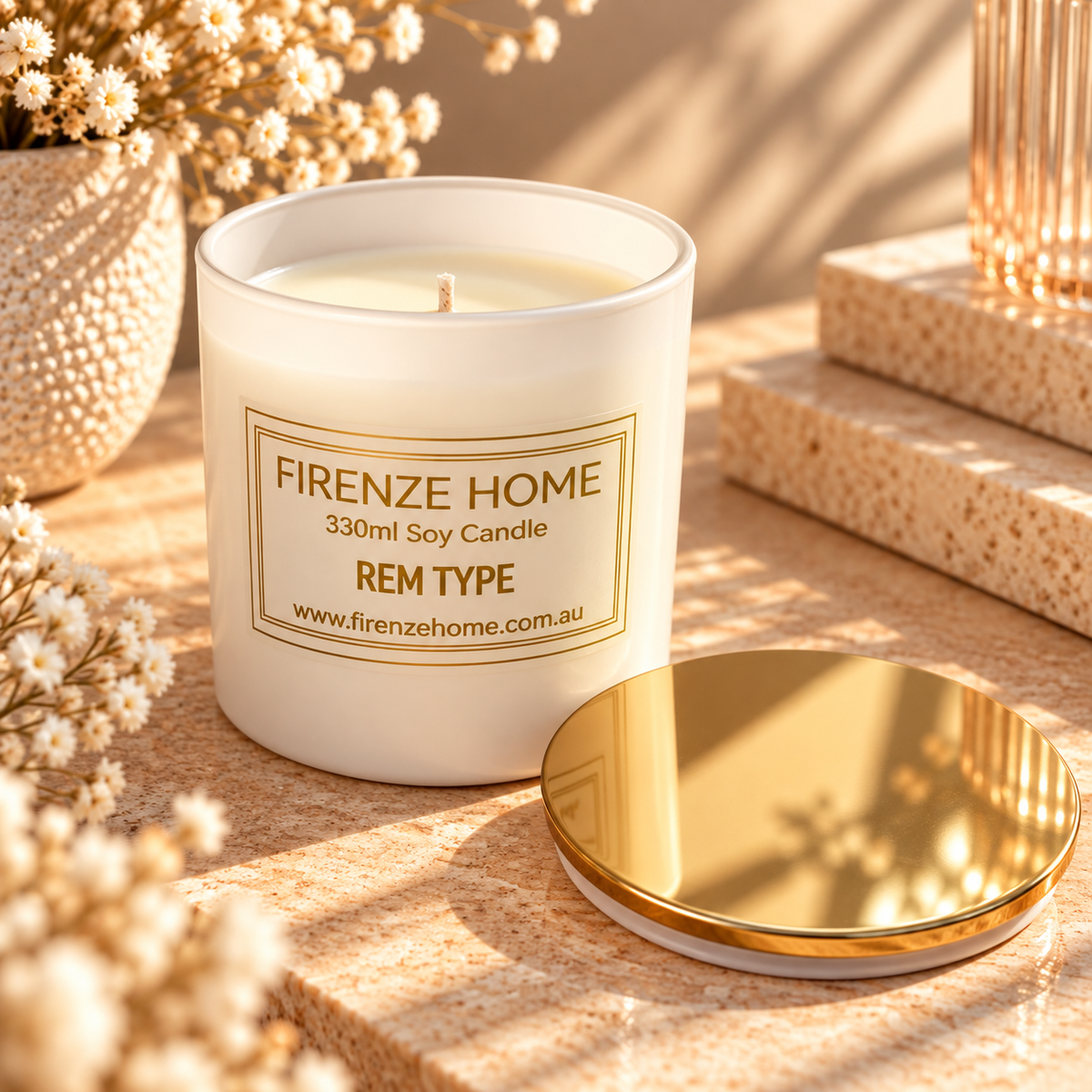 Large Soy Candle - REM Type Firenze Candles