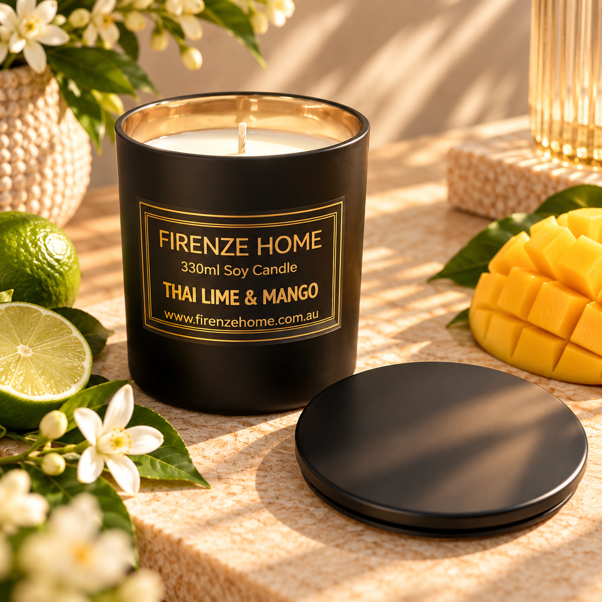 Large Soy Candle - Thai Lime & Mango Firenze Candles