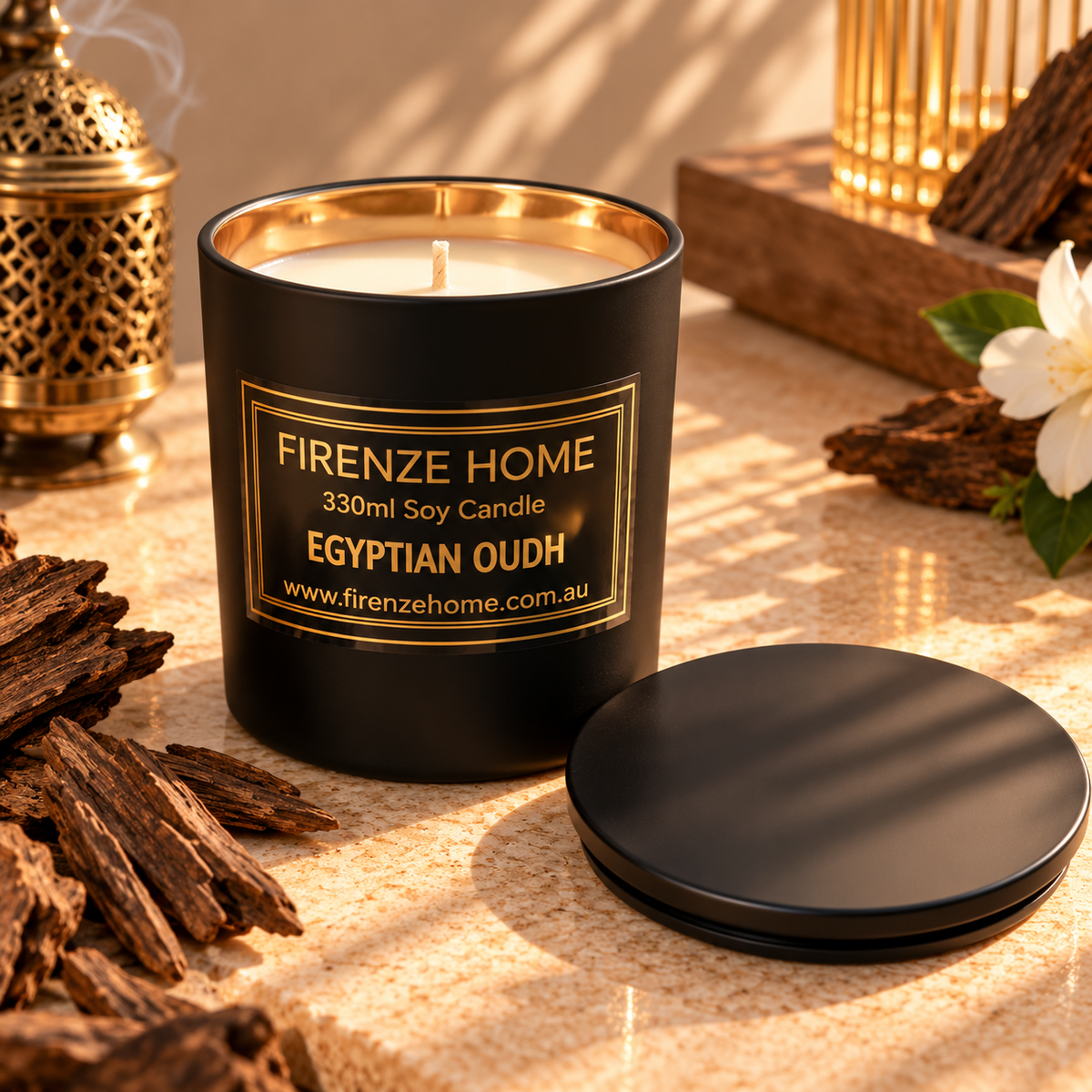 Large Soy Candle - Egyptian Oudh Firenze Candles